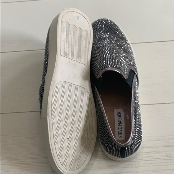 Steve Madden Black Rhinestone Loafers - Picture 5 of 9